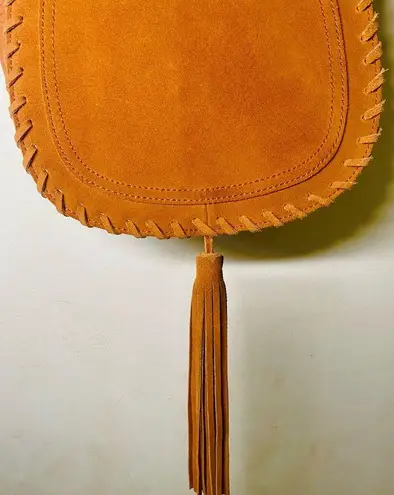 INC International Concepts Willow cognac leather crossbody hippie saddle bag Brown