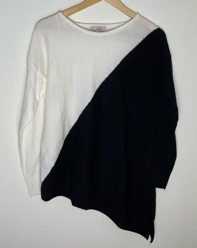 Dress Barn | Black & White Colorblock Asymmetrical Hem Sweater | PXL Size undefined - Image 1
