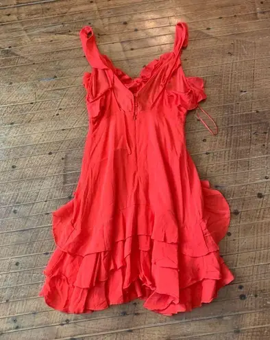 William B cherry red ruffle front sleeveless S mini dress
