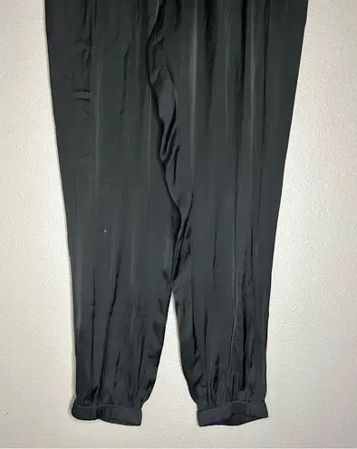 The Kooples SPORT black satin joggers with zippered pockets size medium
