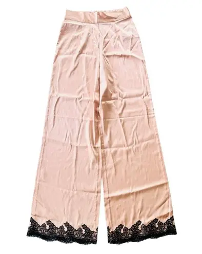 Agent Provocateur Amelea Pajama Pant Size 2 Silk Pink Black Lace Lingerie NEW