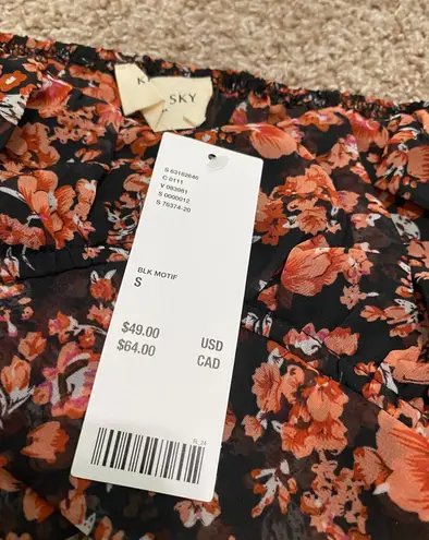 Kiss the Sky Floral Tie-Back Cropped Top NWT Size S