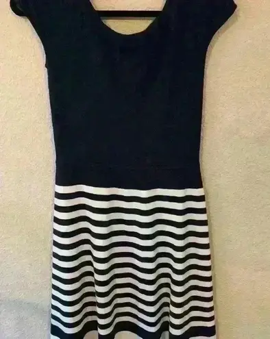 Boden navy blue and white stripe sweater dress, size 8