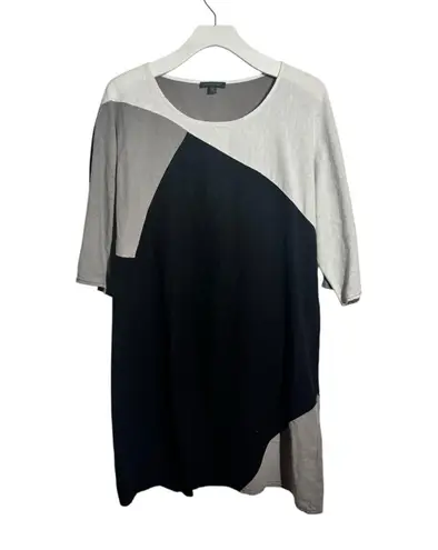 For Cynthia Shirt Dress Womens M Linen Blend Shift Black Gray White Lagenlook