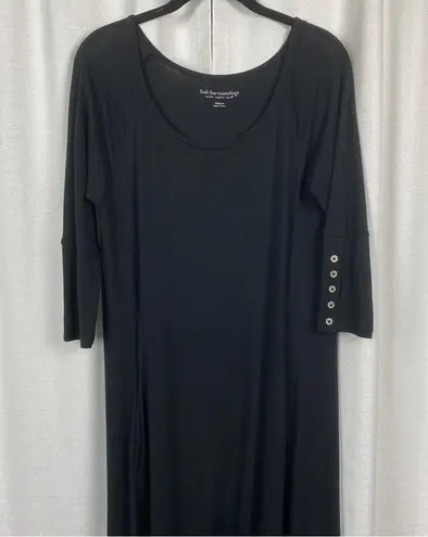Soft Surroundings Black 3/4 Sleeve Jersey Knit Maxi Dress Sz.M