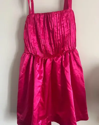 Maeve NEW ANTHROPOLOGIE Bow-Tie Satin Mini Dress Hot Pink - 10