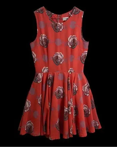 Maison Jules Hibiscus Bloom Combo Pink Sleeveless Floral Fit & Flare Mini Dress