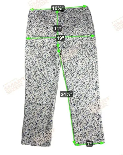 Mario Serrani Comfort Stretch Cuff Capri Pants Ditsy Floral Blue/White Size L