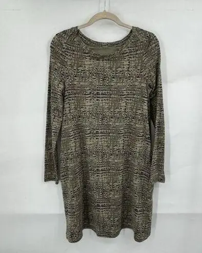 Pact Size S Revive Organic Cotton Stretch Long Sleeve Swing Shirt Dress Olive Green