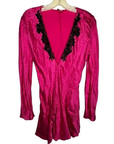 Frederick's of Hollywood Vintage Frederick's Silk Collection Pink Silk Shorts Romper