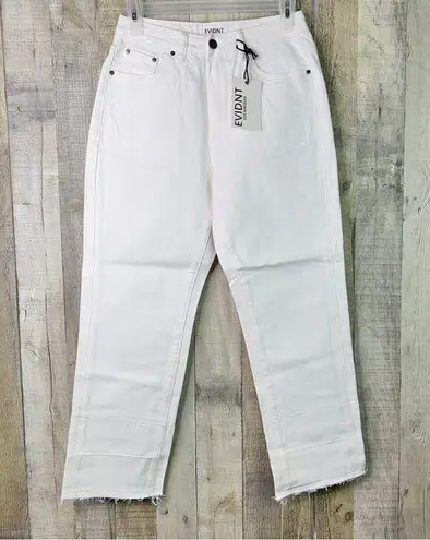 EVIDNT Los Angeles Size 25 Essen Relaxed 5 Pocket Raw Hem White Denim Jeans