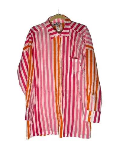 Beach Riot NWOT Alexa Top Striped Button Front 100% Cotton Oversized Coverup