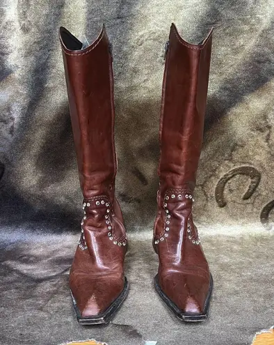 Vintage Brown Leather Western Cowgirl Boots Size undefined