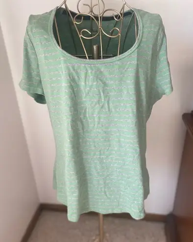 Boden plus size green and grey stripe v neck tee size 16 96% cotton Gray