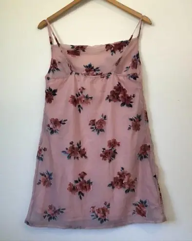 American Eagle NEW NWT  AEO Pink Floral Velvet Cowl Neck Sleeveless Slip Dress XS