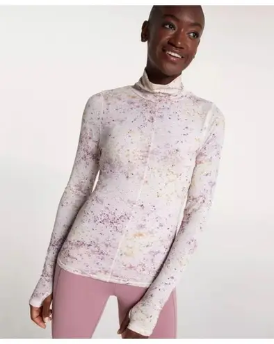 Calia by Carrie Underwood Womens Splatter Print Mock Neck Thumbhole Long Sleeve Pink