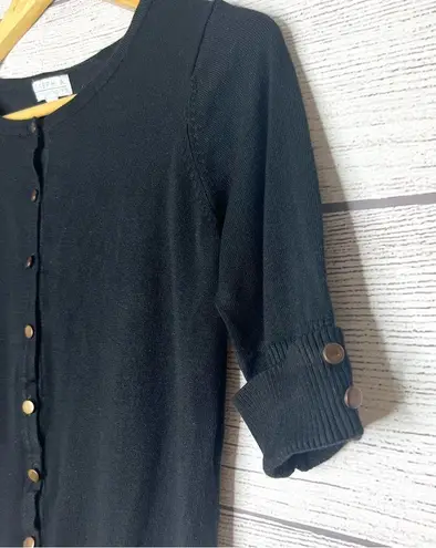 Joseph A Black Knit Button Up Cardigan Sweater Top Size Medium