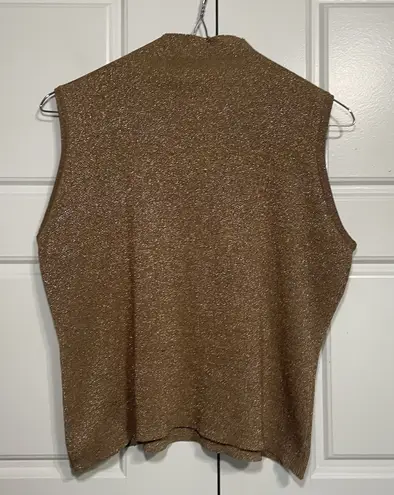 Joseph A Womens Sleeveless Size XL Gold Silk Metallic Knit Party