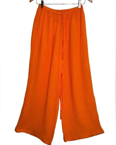 Faithfull the Brand Rupina Flare Leg Crinkle Pants Tangerine Size 4 NWT