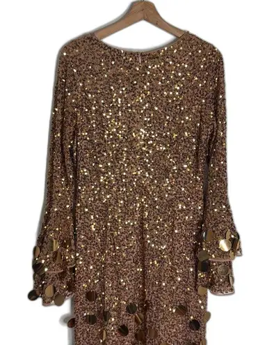 Mac Duggal style 94016 3D hanging disco Sequin copper Evening party Dress SZ 12