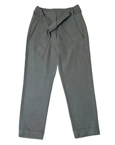 Mango  Suit Olive Green Cropped Pants Slacks Skinny Fit w/ Belt Size 2 Women's