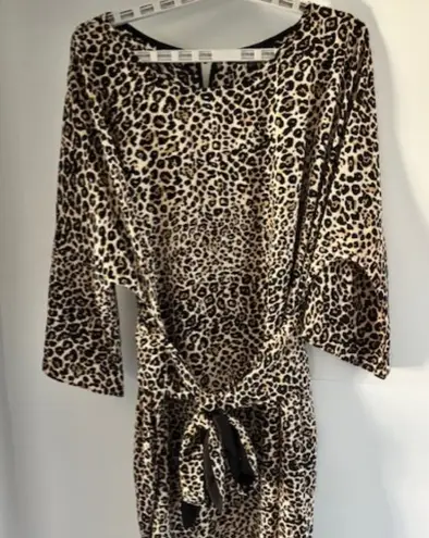 Davi & Dani Plus 3XL Leopard Print Kimono Belted Sheath Dress Statement Bold Chic - Image 1