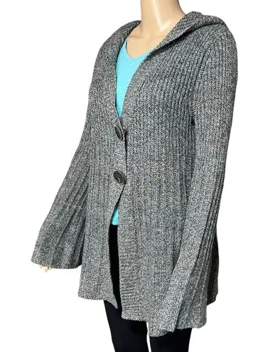 Carolyn Taylor Womens Cardigan Sweater Hooded Oversized Button Closure Medium