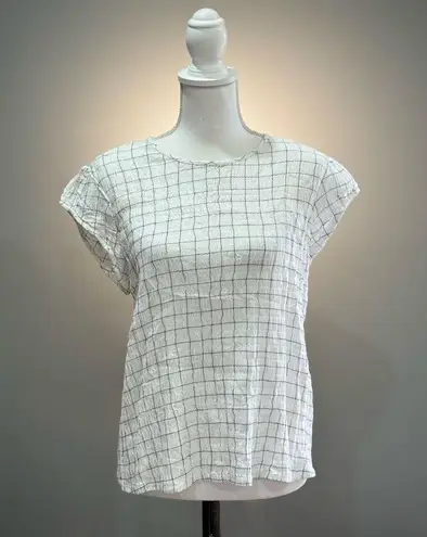 Treasure & Bond White Checkered S/S Blouse Size M EUC