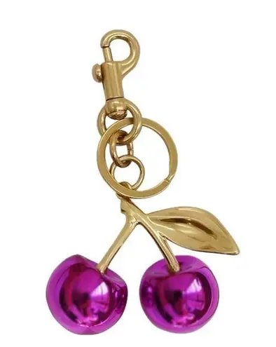 Purple Iridescent and Gold Cherry Bag Charm or Keyring