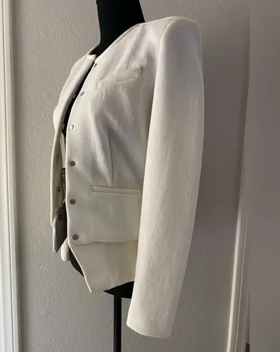 IRO $550 Clyde White Cream Leather Accents Jacket Blazer 36 US 2 XS