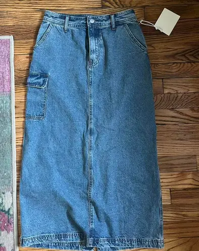 All Row Denim Maxi Skirt Blue