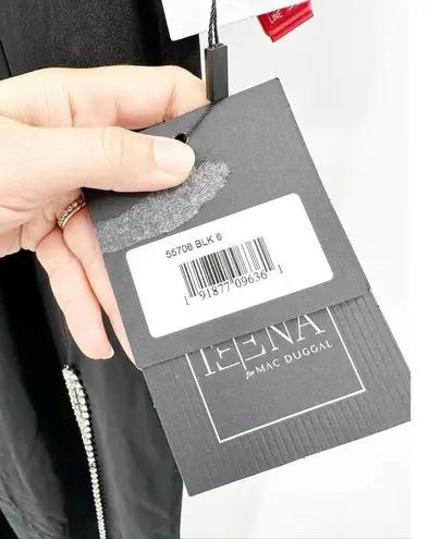 Mac Duggal 55706 Black Beaded Slit Sweetheart Evening Formal Gown Dress Sz 6 NWT