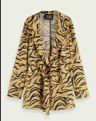 Scotch & Soda Wrap Printed Satin Blazer Missing Belt Size Large