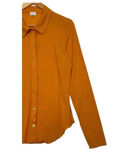 Aritizia Wilfred Top Womens Large Orange Button Up Pose Sheer Lightweight Preppy