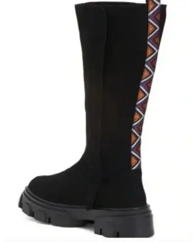 Farm Rio NWOT Black Long Faux Leather Suede Tall Shaft Boots Sz 6