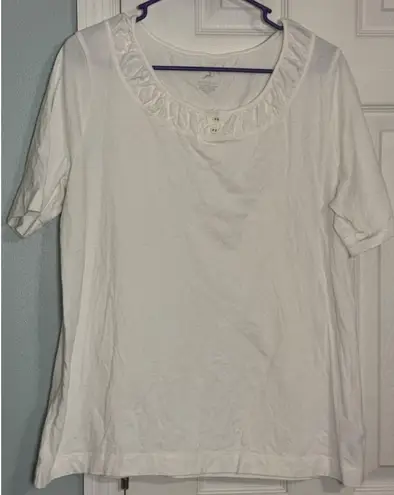White Stag White Basic T-shirt With Ruffle & Button Details, Short Sleeve, XL