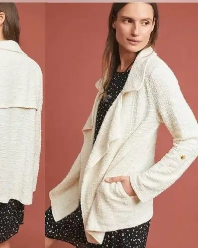 Anthropologie  Cream Dolan Left Coast Gwyneth Jacket Size Large Boucle Tweed