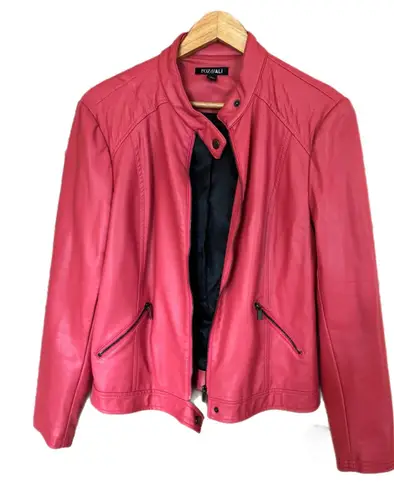 Fox & Ali Faux Leather Jacket. Salmon Color. Large. Orange