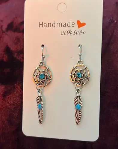 Sterling Silver Handmade Bohemian Style Turquoise Earrings