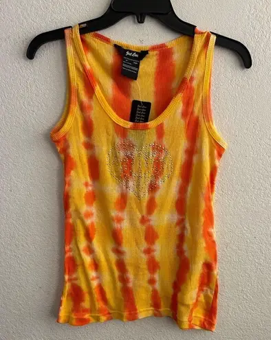 Just Love 🆕 Y2K Orange Tie-Dye Rhinestones Heart Tank Top 2X 🆕