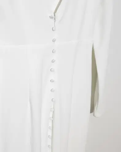 Lulus White Long Sleeve Wedding Dress with Button