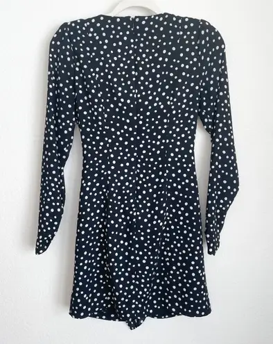 Likely Corinne Black & White Polka Dot Long Sleeve Ruffle Mini Dress
