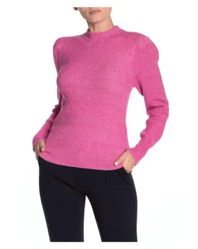 Free Press | Pink Puff Sleeve Crewneck Knit Sweater Size Medium