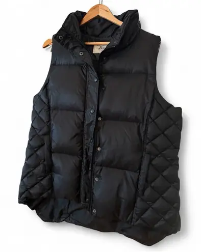 G.H. Bass Black Down Feather Puffer Vest Women’s Size XL Quilted Hooded Warm