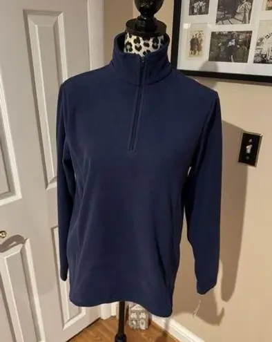 Lands' End Women's Small Deep Sea Navy 1/4 Zip Fleece Pullover Mock New Blue