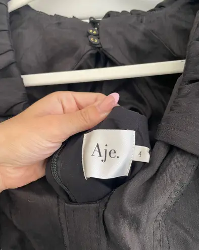 Aje Black Butterfly Sleeve Mini Dress