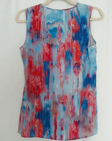 Ecru Sleeveless Multicolor Silk Keyhole Camisole S