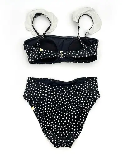 Summersalt Ruffle Oasis Black Polka Dot Bikini 2 Piece Swimsuit High Rise Size 4