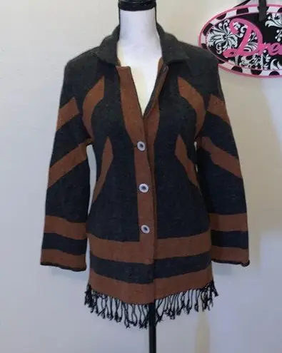 WRD White River Design merino wool button down cardigan sweater Brown Size M