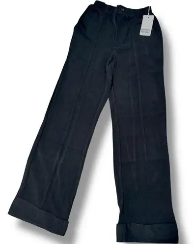 Unique Vintage Black Wide Leg Cuffed Pants Size XS